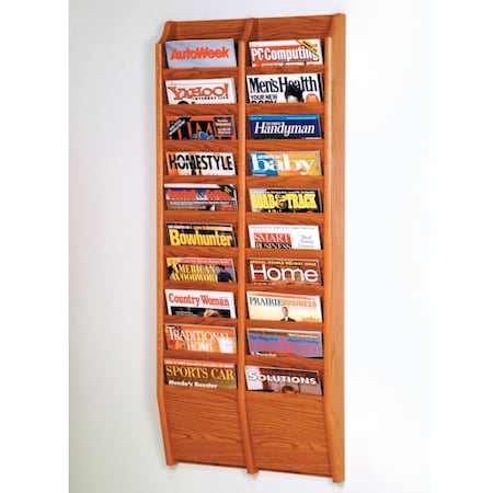 Wooden Mallet Cascade 20 Pocket Magazine Rack BlackLight Oak & Medium Oak MR48-20BL